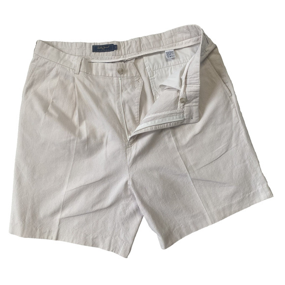 Bobby Jones Shorts Mens Size 38 Cream Tan Stripe Nautical Preppy Old Money - Picture 1 of 9